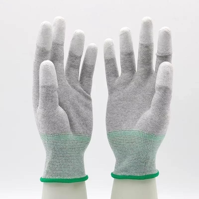 Der 13 Messgerät-Kohlenstoff-Faser strickte weiße PU beschichtete Arbeits-Handschuhe Anti-ESD-Handschuhe