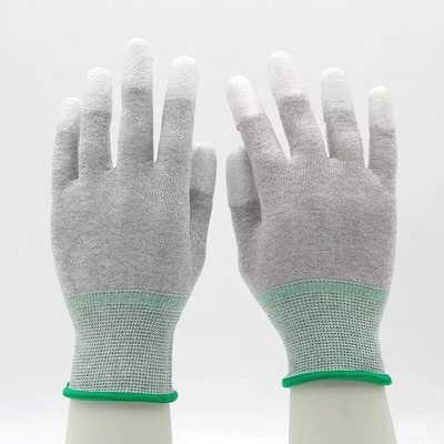 Der 13 Messgerät-Kohlenstoff-Faser strickte weiße PU beschichtete Arbeits-Handschuhe Anti-ESD-Handschuhe