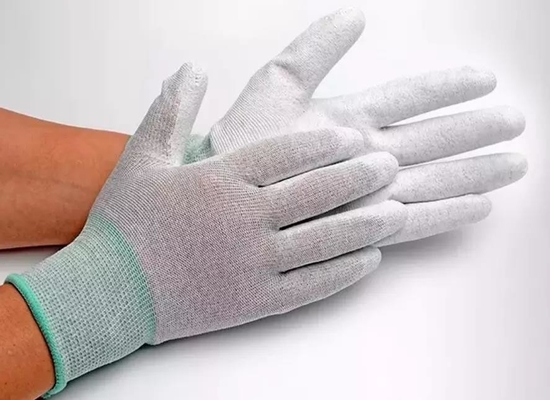 Kohlenstoff-Faser PU beschichtete statische oberste geeignete Antihandschuhe Finger ESD für PC Gebäude