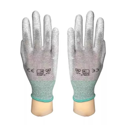 13, die Messgerät gezeichnete PU strickte, beschichteten Kohlenstoff-Faser-Finger-Mann-Bau-Handschuhe Handschuhe ESD antistatische