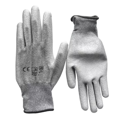 13, die Messgerät gezeichnete PU strickte, beschichteten Kohlenstoff-Faser-Finger-Mann-Bau-Handschuhe Handschuhe ESD antistatische