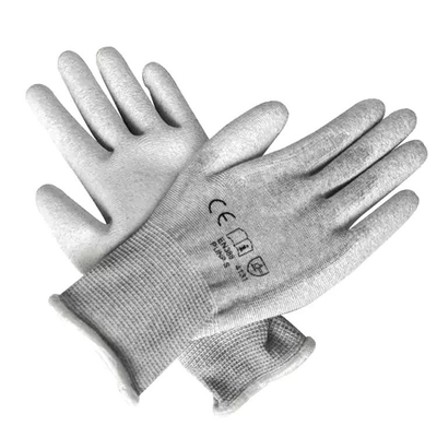 13, die Messgerät gezeichnete PU strickte, beschichteten Kohlenstoff-Faser-Finger-Mann-Bau-Handschuhe Handschuhe ESD antistatische