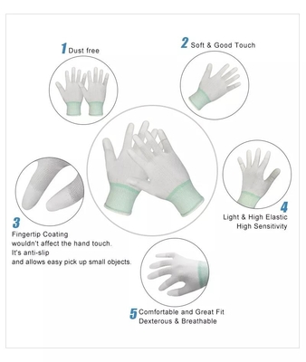 13 Messgerät-Kohlenstoff-Faser Esd-Handhandschuhe antistatischer PU-Spitzen-Sitz-überzogene Finger ESD-Handschuhe