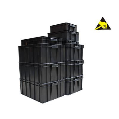 Esd-Behälter dauerhafter antistatischer schwarzer elektronischer Tote Conductive Carrying Caseesd Storage Plastikkasten Esd mit Deckel