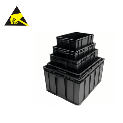 Antistatische leitfähige Cleanroom ESD-Behälter-Tray With Dividers Black Antistatic-Behälter ESD-Plastikkasten mit Abdeckung