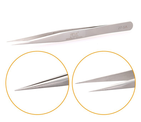 Flache Spitzen-SA-Reihen-Edelstahl-Pinzette Vetus Lash Extension Tweezers