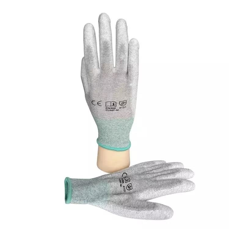 Statischer ESD-Antihandschuh, den fusselfreie ESD-PU Palme beschichtete, passte Handschuh-Kohlenstoff-Faser-antistatische Sicherungsarbeiten-Handschuhe