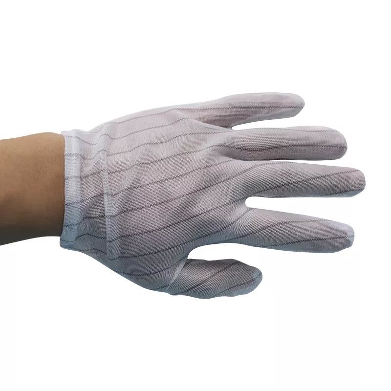 Weiße ESD-PU-Spitzen-Kohlenstoff-Nylonfaser-statische Arbeitssicherheit ESD-Antihandschuhe für Cleanroom