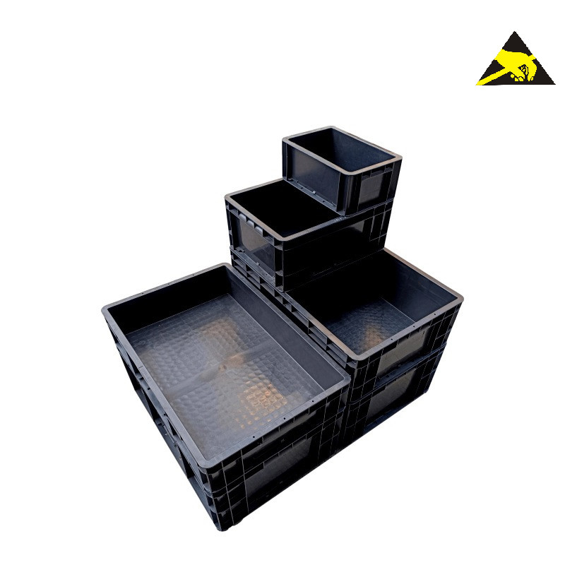 Teil-Tray Anti Static Memory Tool-Kasten-Behälter-EUROSTATs Esd kleinen schwarzen Esd sicheren Behälter-leitfähiger IC Kasten mit Abdeckung