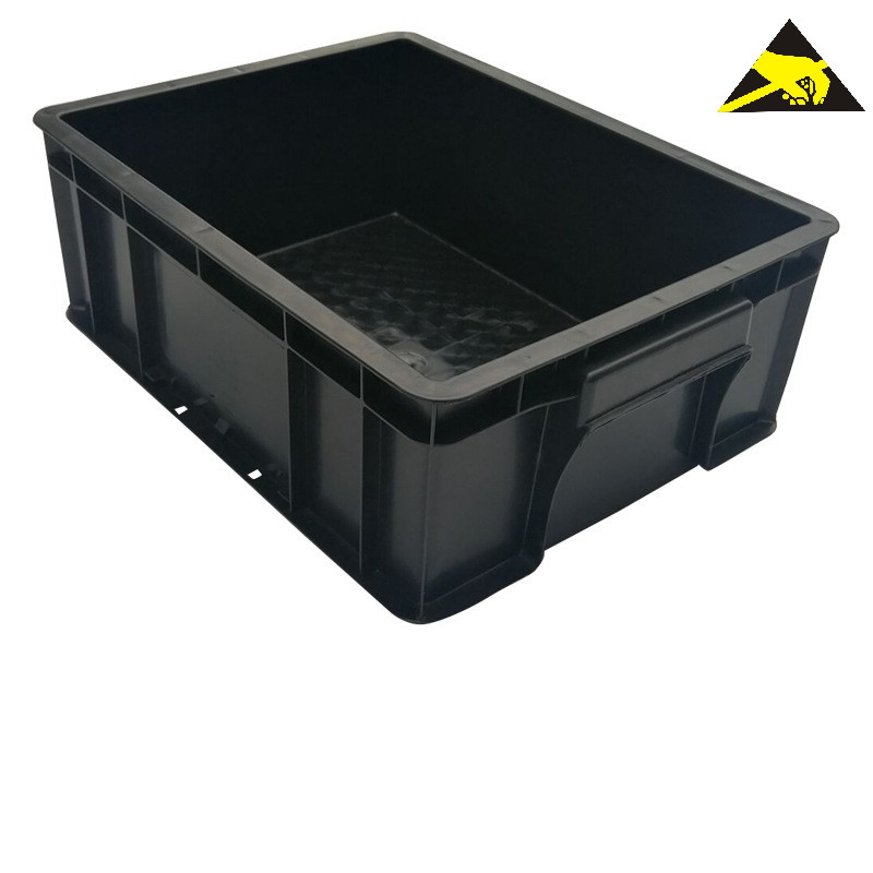 Esd-Plastikkasten Cleanroom-Schwarz-stapelbare Behälter Plastikzirkulations-sichere Kasten Esd-PWB-Behälter Esd für antistatischen Schutz