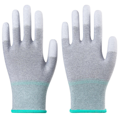 Die geführte Industrie-leitfähige Elektronik, die antistatische Spitzensitz ESD-Handschuhe PU-Fingerspitze bearbeitet, beschichtete